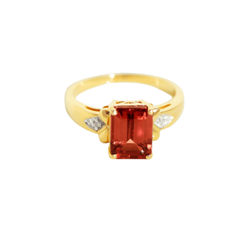 Bague 54 Bague rubellite en or jaune 18 carats et diamants 58 Facettes