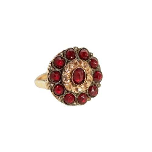 Bague 53 Bague ancienne en or jaune et grenats 58 Facettes HJ250255