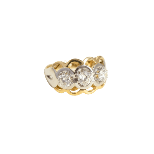 Bague 52 Bague en or jaune et blanc avec diamants 58 Facettes HJ250246