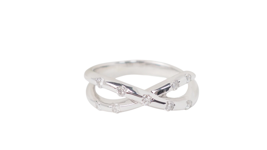 Bague 50 Bague croisée en or blanc et diamants 58 Facettes 30472