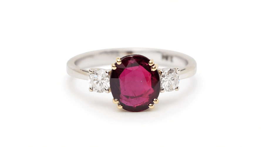 Bague 54 Bague en or bicolore 18k, rubis naturel certifié et diamants 58 Facettes 32734