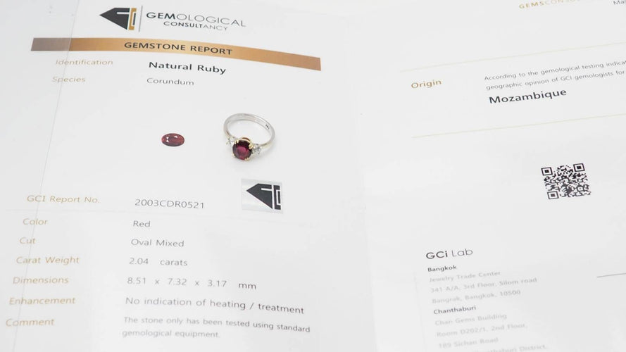 Bague 54 Bague en or bicolore 18k, rubis naturel certifié et diamants 58 Facettes 32734