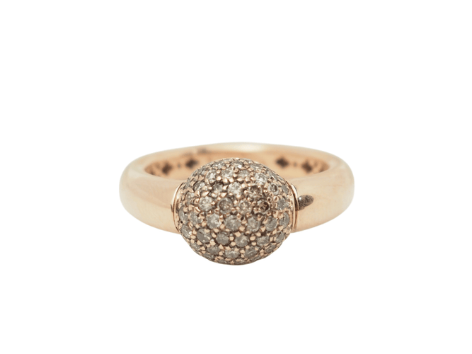 Bague 48 Bague boule en or rose 18 kt et diamants cognac 58 Facettes 33256