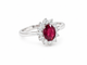 Bague 54 Bague marguerite en or blanc 18k, rubis du Mozambique et diamants 58 Facettes 32945