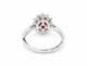 Bague 54 Bague marguerite en or blanc 18k, rubis du Mozambique et diamants 58 Facettes 32945