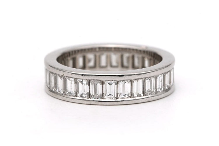 Bague 52 Alliance américaine - Bague en or blanc et diamants baguette 58 Facettes 23831