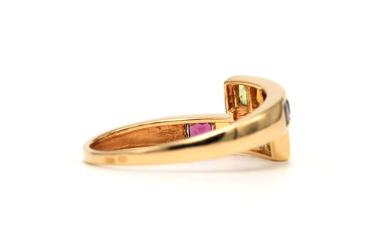Bague 54 Bague contemporaine en or jaune 18 carats, grenats, citrines, améthystes, péridots et topazes 58 Facettes B881