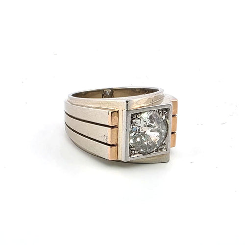 Bague 54 Bague en or jaune et blanc 18 kt avec diamant 58 Facettes 380/26 A