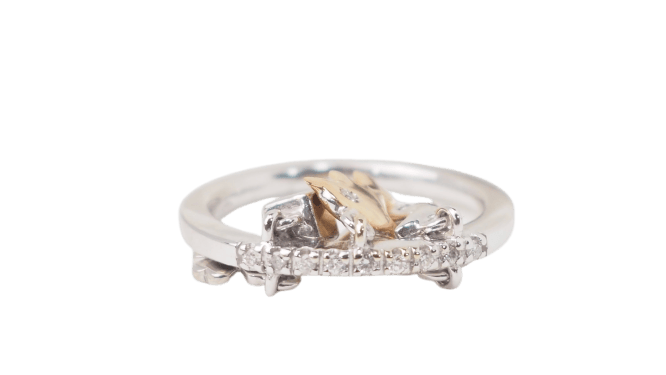 Bague 54 Bague breloques en or jaune et blanc 18k avec diamants 0,15 ct 58 Facettes 21505