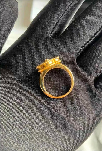 Bague 50 Van Cleef Arpels - Bague Vintage Alhambra en or jaune, œil de tigre et diamant 58 Facettes jnci48