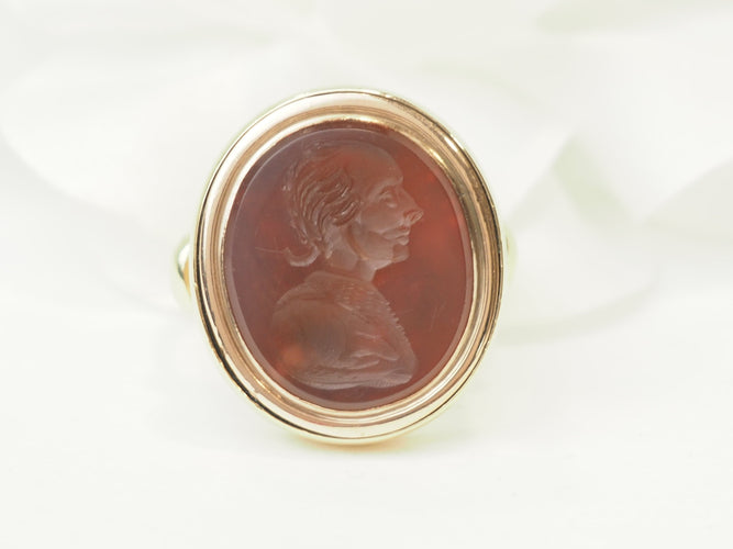 Bague 62 Bague intaille en or jaune, or rose et cornaline 58 Facettes 33779