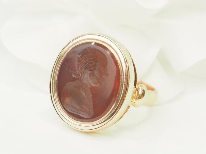 Bague 62 Bague intaille en or jaune, or rose et cornaline 58 Facettes 33779
