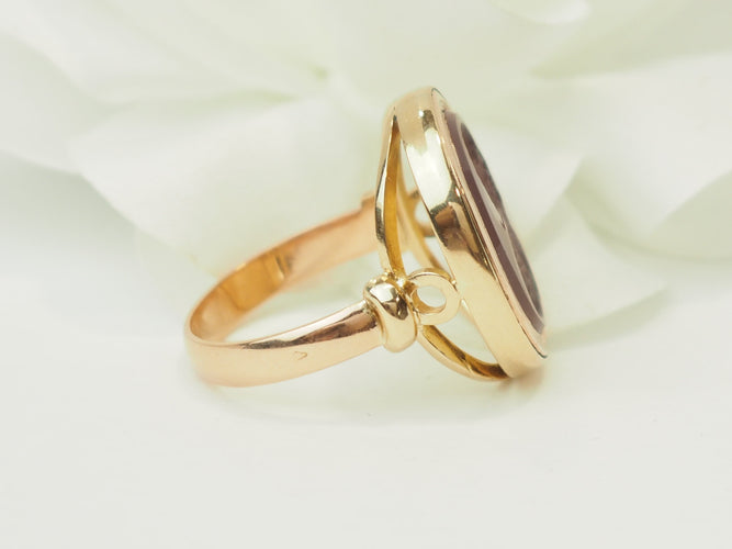 Bague 62 Bague intaille en or jaune, or rose et cornaline 58 Facettes 33779
