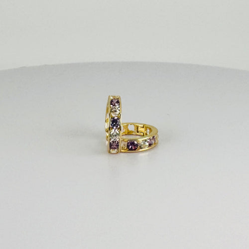 Boucles d'oreilles Boucles d'oreilles en or jaune, saphirs violets et blancs 58 Facettes 2604012