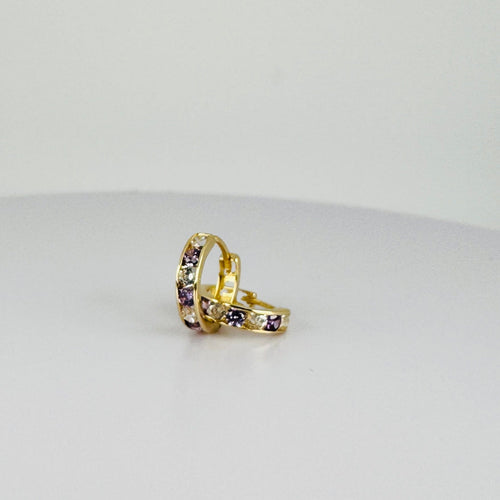 Boucles d'oreilles Boucles d'oreilles en or jaune, saphirs violets et blancs 58 Facettes 2604012