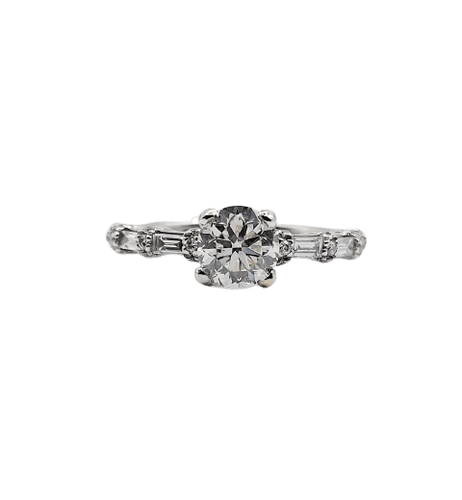 Bague 48 Art déco - Bague solitaire en or blanc 18k et diamants 58 Facettes A07315