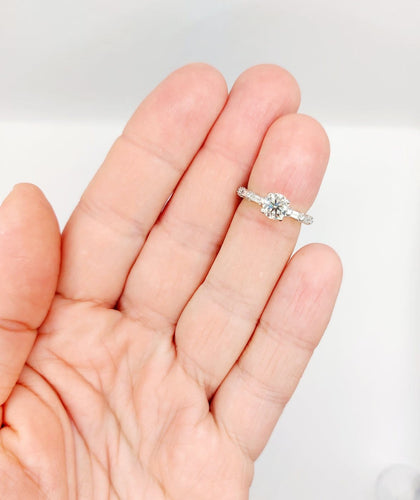 Bague 48 Art déco - Bague solitaire en or blanc 18k et diamants 58 Facettes A07315