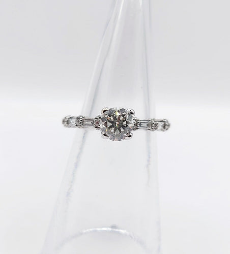Bague 48 Art déco - Bague solitaire en or blanc 18k et diamants 58 Facettes A07315