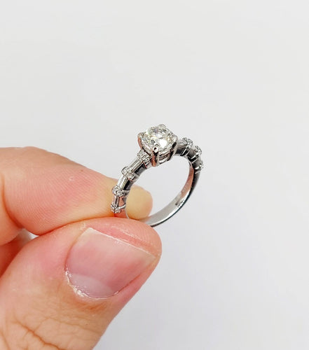 Bague 48 Art déco - Bague solitaire en or blanc 18k et diamants 58 Facettes A07315
