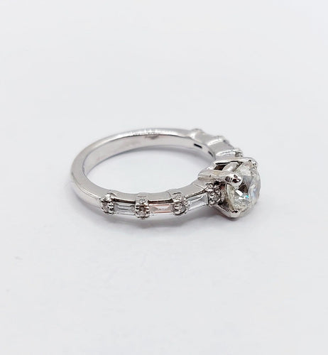 Bague 48 Art déco - Bague solitaire en or blanc 18k et diamants 58 Facettes A07315
