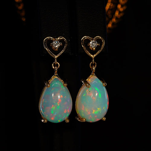 Boucles d'oreilles Celestial Heart - Boucles d'oreilles en or jaune, opales et diamants 58 Facettes E021