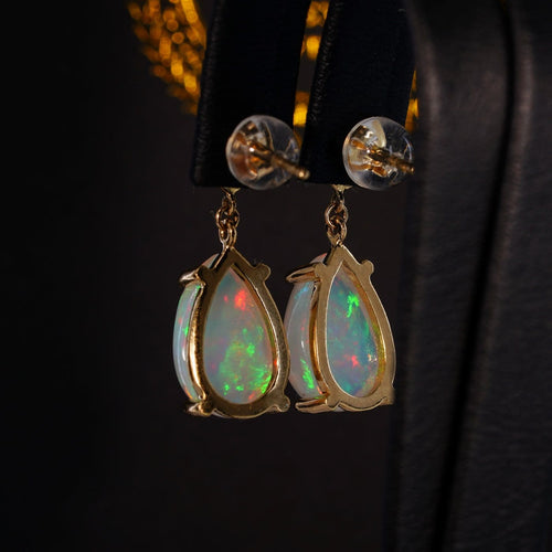 Boucles d'oreilles Celestial Heart - Boucles d'oreilles en or jaune, opales et diamants 58 Facettes E021