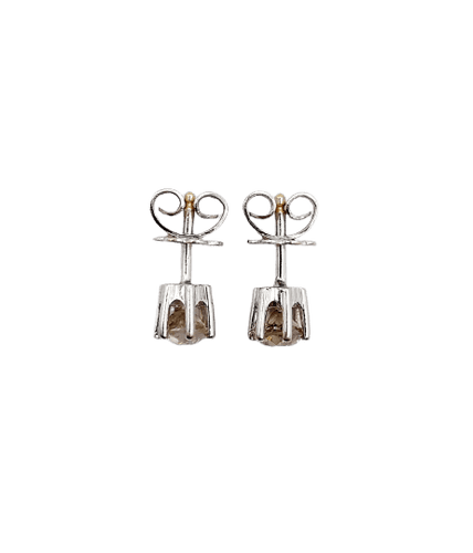 Puces d'oreilles vintage en or blanc et diamants cognac 58 Facettes A07310