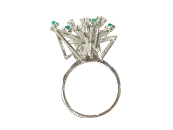 Bague 58 Bague en or blanc, émeraudes et diamants 58 Facettes 33303