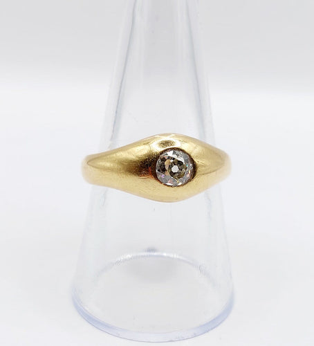 Bague 55.5 Bague jonc dôme antique en or 18k et diamant taille ancienne 58 Facettes A07312