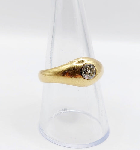 Bague 55.5 Bague jonc dôme antique en or 18k et diamant taille ancienne 58 Facettes A07312