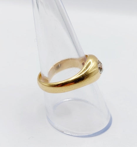 Bague 55.5 Bague jonc dôme antique en or 18k et diamant taille ancienne 58 Facettes A07312