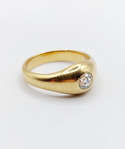Bague 55.5 Bague jonc dôme antique en or 18k et diamant taille ancienne 58 Facettes A07312