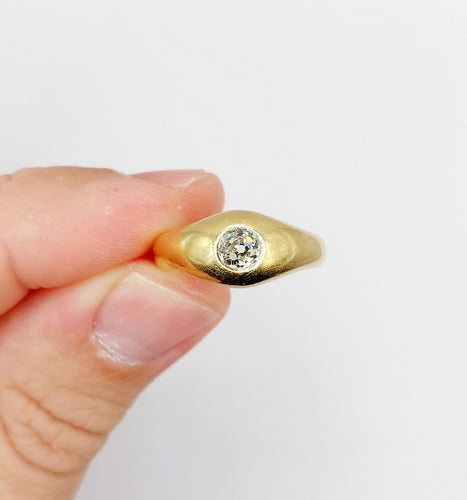 Bague 55.5 Bague jonc dôme antique en or 18k et diamant taille ancienne 58 Facettes A07312
