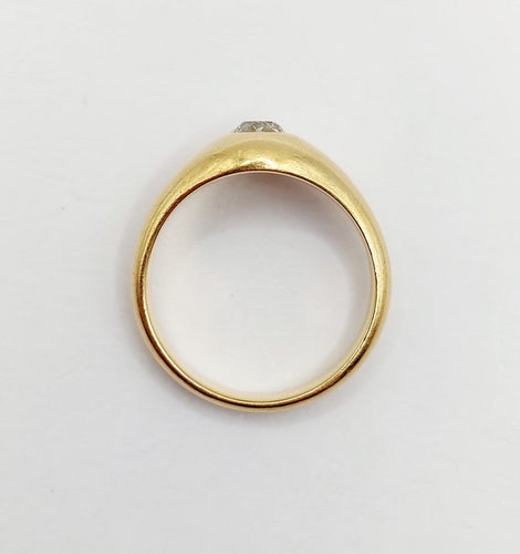 Bague 55.5 Bague jonc dôme antique en or 18k et diamant taille ancienne 58 Facettes A07312