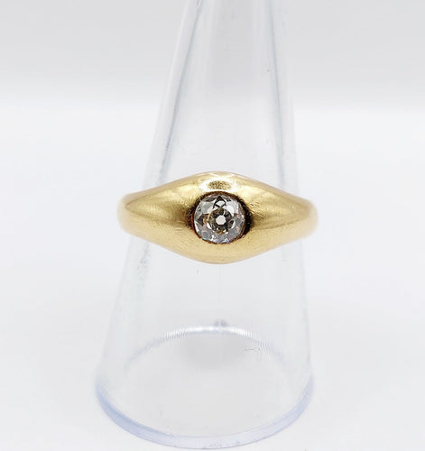 Bague 55.5 Bague jonc dôme antique en or 18k et diamant taille ancienne 58 Facettes A07312