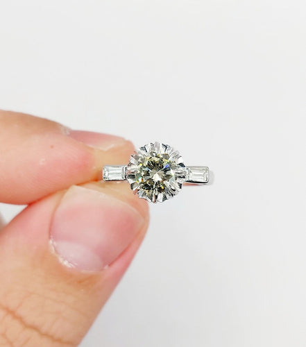 Bague 49 Bague solitaire Art déco en or blanc 18k et diamants 58 Facettes A07313