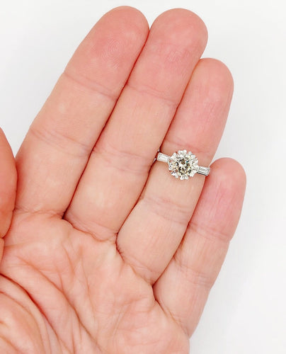 Bague 49 Bague solitaire Art déco en or blanc 18k et diamants 58 Facettes A07313