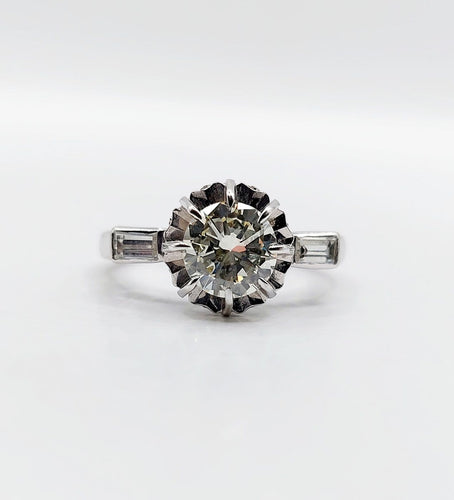 Bague 49 Bague solitaire Art déco en or blanc 18k et diamants 58 Facettes A07313