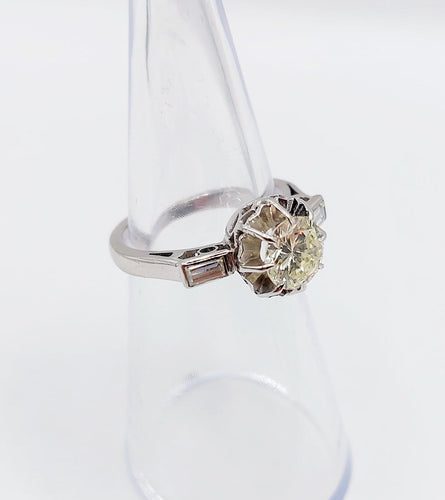 Bague 49 Bague solitaire Art déco en or blanc 18k et diamants 58 Facettes A07313