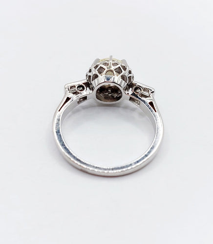 Bague 49 Bague solitaire Art déco en or blanc 18k et diamants 58 Facettes A07313