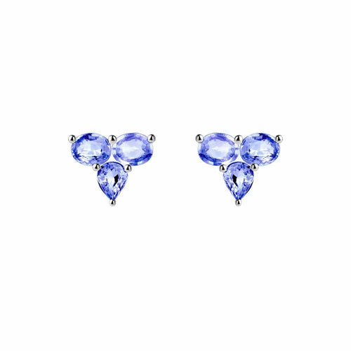 Boucles d'oreilles Eden - Boucles d'oreilles en or blanc 18K et tanzanites 58 Facettes GER1124TZ