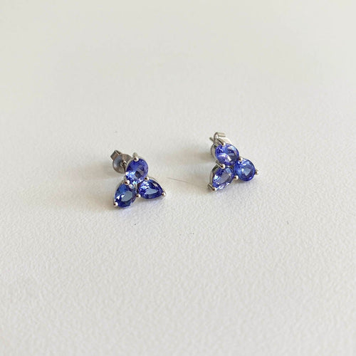 Boucles d'oreilles Eden - Boucles d'oreilles en or blanc 18K et tanzanites 58 Facettes GER1124TZ