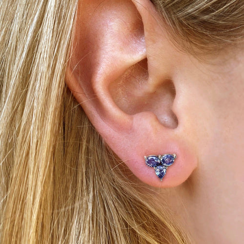 Boucles d'oreilles Eden - Boucles d'oreilles en or blanc 18K et tanzanites 58 Facettes GER1124TZ