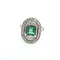 Bague 55 Bague en or blanc 18 kt avec émeraude et diamants 58 Facettes 377/26 N