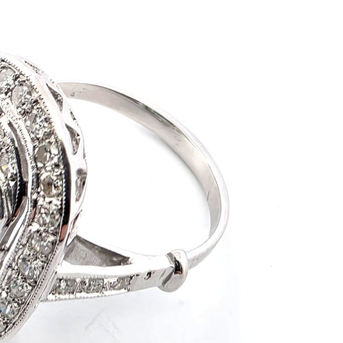 Bague 55 Bague en or blanc 18 kt avec émeraude et diamants 58 Facettes 377/26 N
