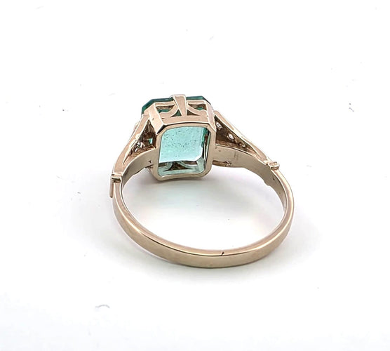 Bague 54 Bague Art déco en or blanc avec diamants et émeraude 58 Facettes 377/26 M