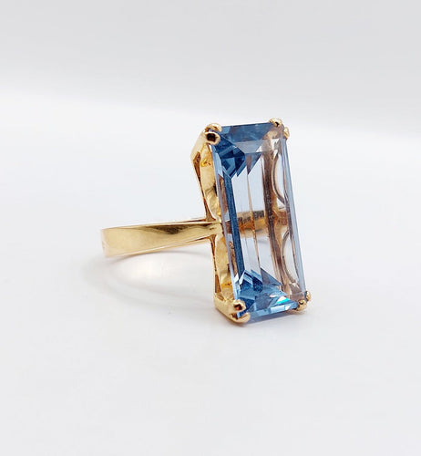 Bague 51 Bague cocktail Art déco en or 18k et spinelle synthétique 58 Facettes A07320