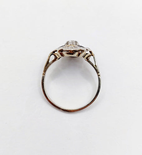 Bague 46 Bague marquise Art déco en or blanc 18K, platine, diamant et saphirs synthétiques 58 Facettes A07321