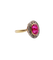 Bague 47.5 Bague pompadour antique en or 18k, platine, rubis synthétique et diamants 58 Facettes A07323