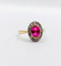Bague 47.5 Bague pompadour antique en or 18k, platine, rubis synthétique et diamants 58 Facettes A07323